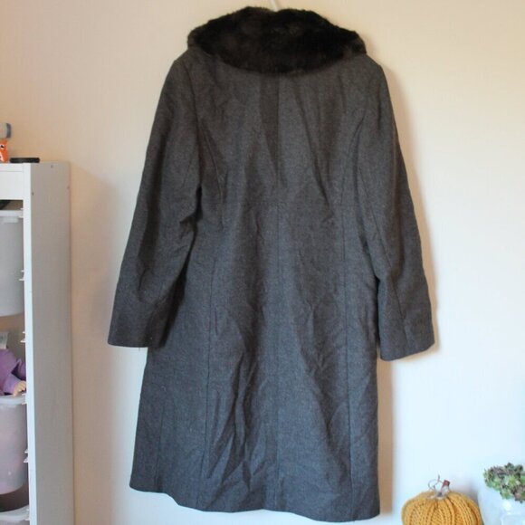 Jones New York Faux Fur Wool Winter Jacket - Picture 2 of 7